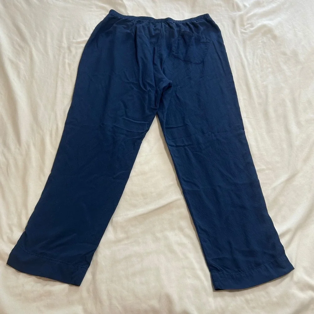 Vintage Jams World Dark‎ Navy Rayon Elastic Waist Pants Made in Hawaii Medium